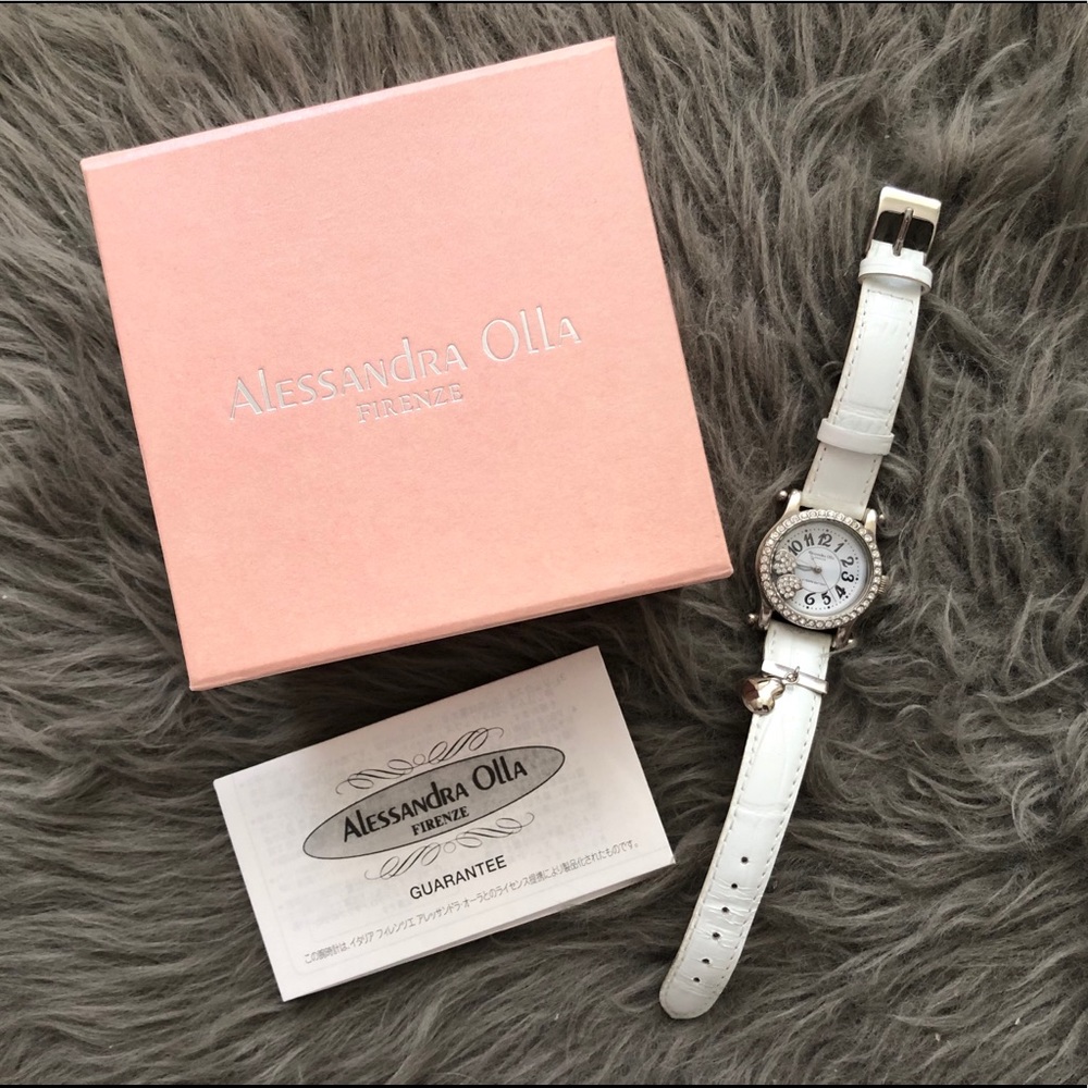 Alessandra Olla Genuine Leather Firenze Rhinestone Watch